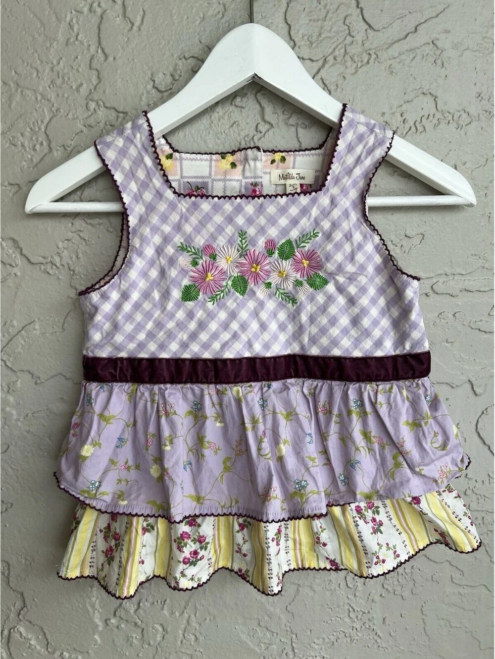 Matilda Jane Enchanted Garden Prudence Gingham Tunic Top Size 8